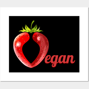 Strawberry Forming The Letter V For Vegan Posters and Art